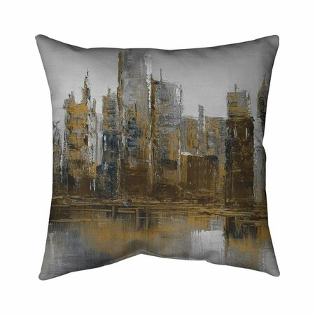 FONDO 20 x 20 in. Grey & Yellow Cityscape-Double Sided Print Indoor Pillow FO2791508